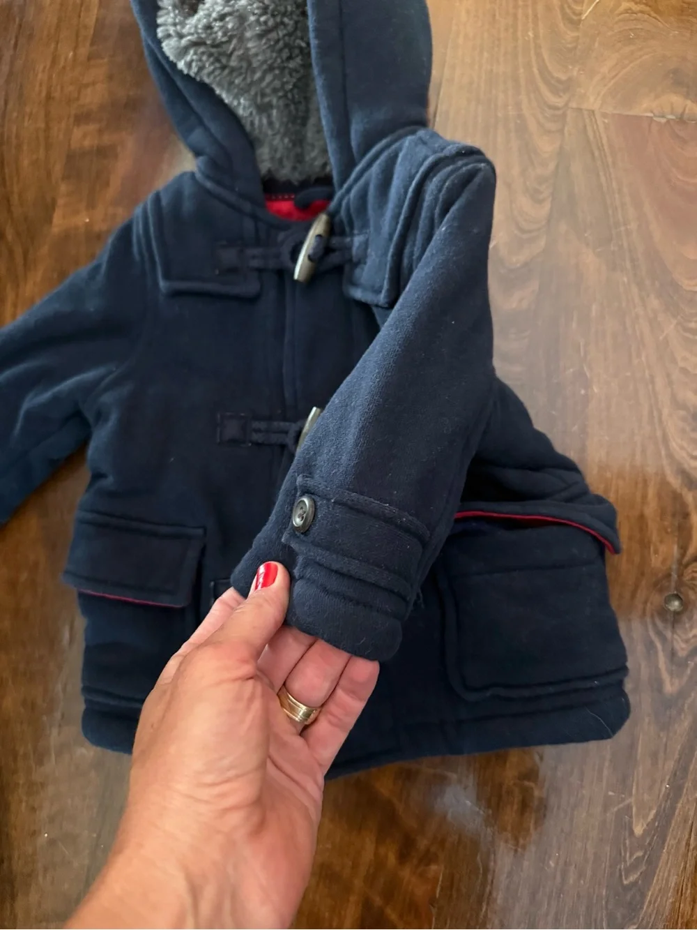 Adorable Baby Gap thick blue coat toggle buttons 0-6 months